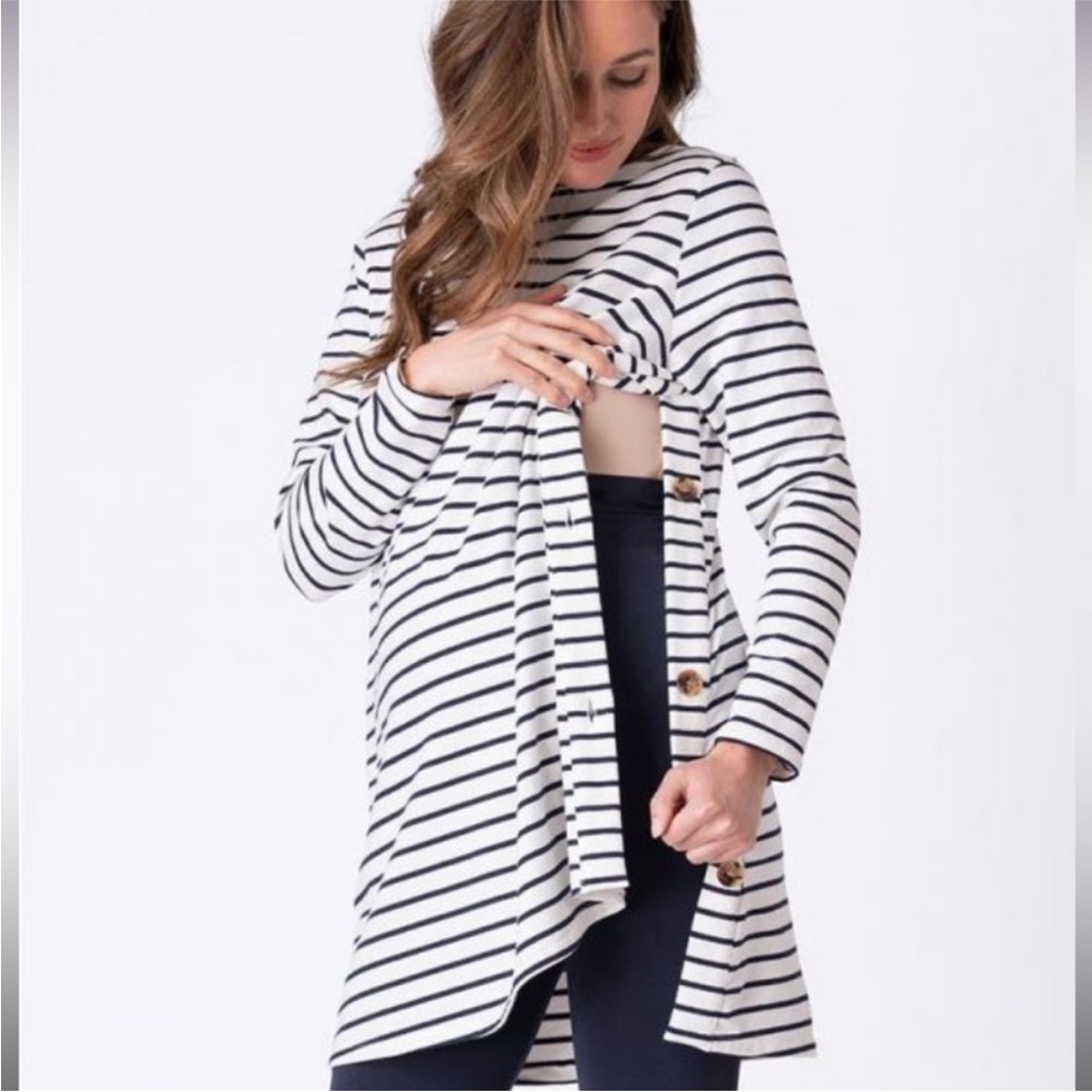 Seraphine Navy and White Striped Maternity Tunic